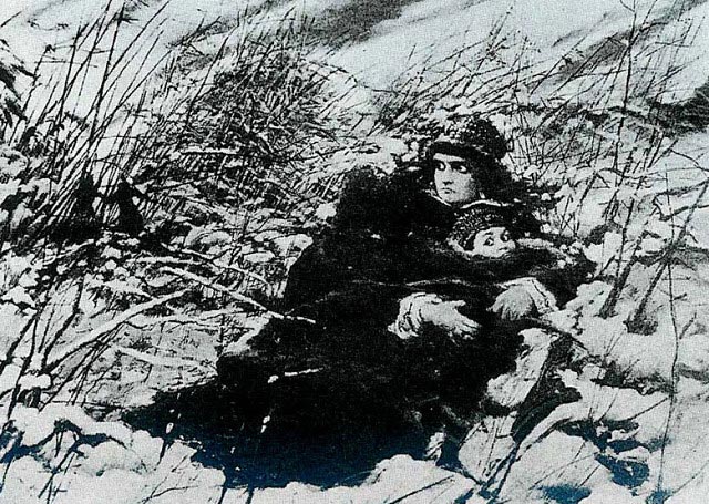 Картина Вычолковского «Бегство Марины с сыном»